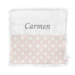 Toalla guardería personalizada Estrellas rosa