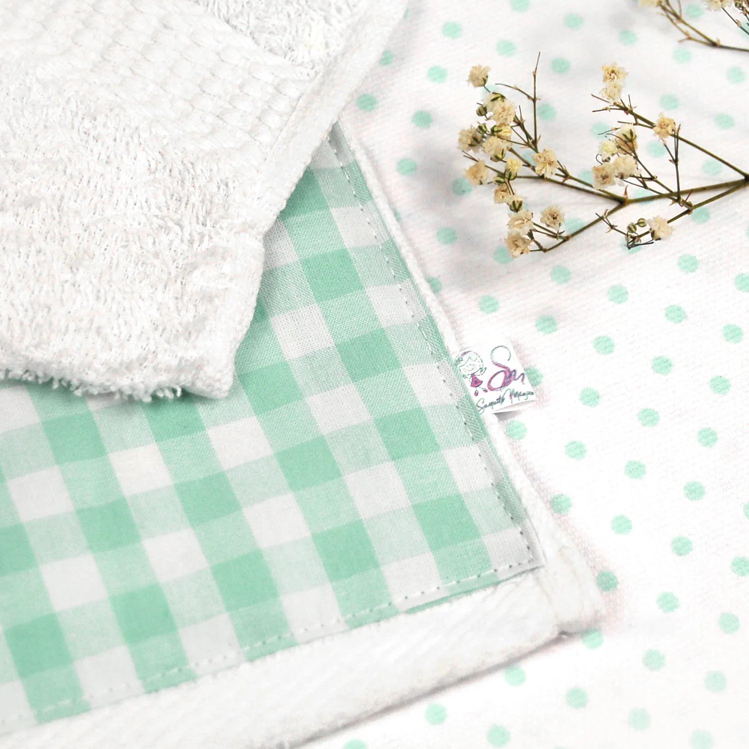 Toalla guardería Vichy Menta personalizada - Imagen 4